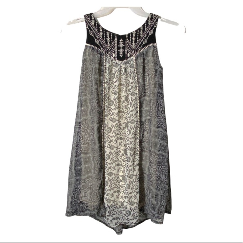 Rewind Dress Layered Lined Flowy Black White Small